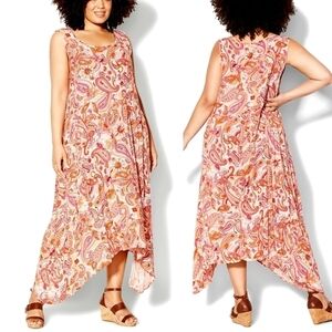Loralette Pink and Orange Paisley Maxi Dress